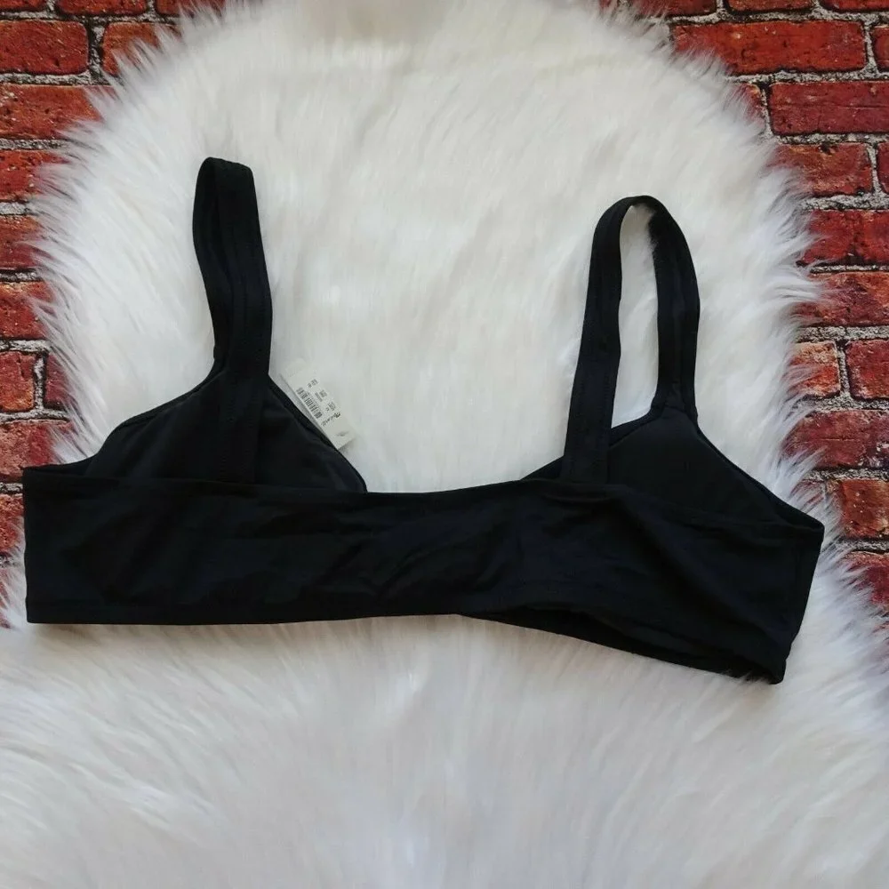 MADEWELL Bikini Top Tie-Front True Black Second Wave Tropical Women's 2X NWT